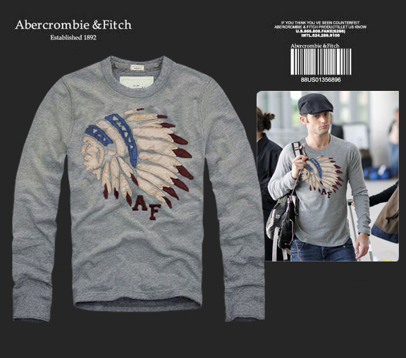 Abercrombie Fitch Hombres De Cuello Redondo Con Gente Fotos Largo Remera AF6073